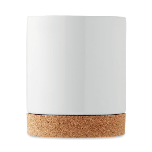 TAZA BLANCA CON BASE DE CORCHO
